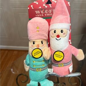 Jmle  Beautiful Christmas Set Of Dog Toy  Set Of 2With Clinker & Squeaker 9&10”